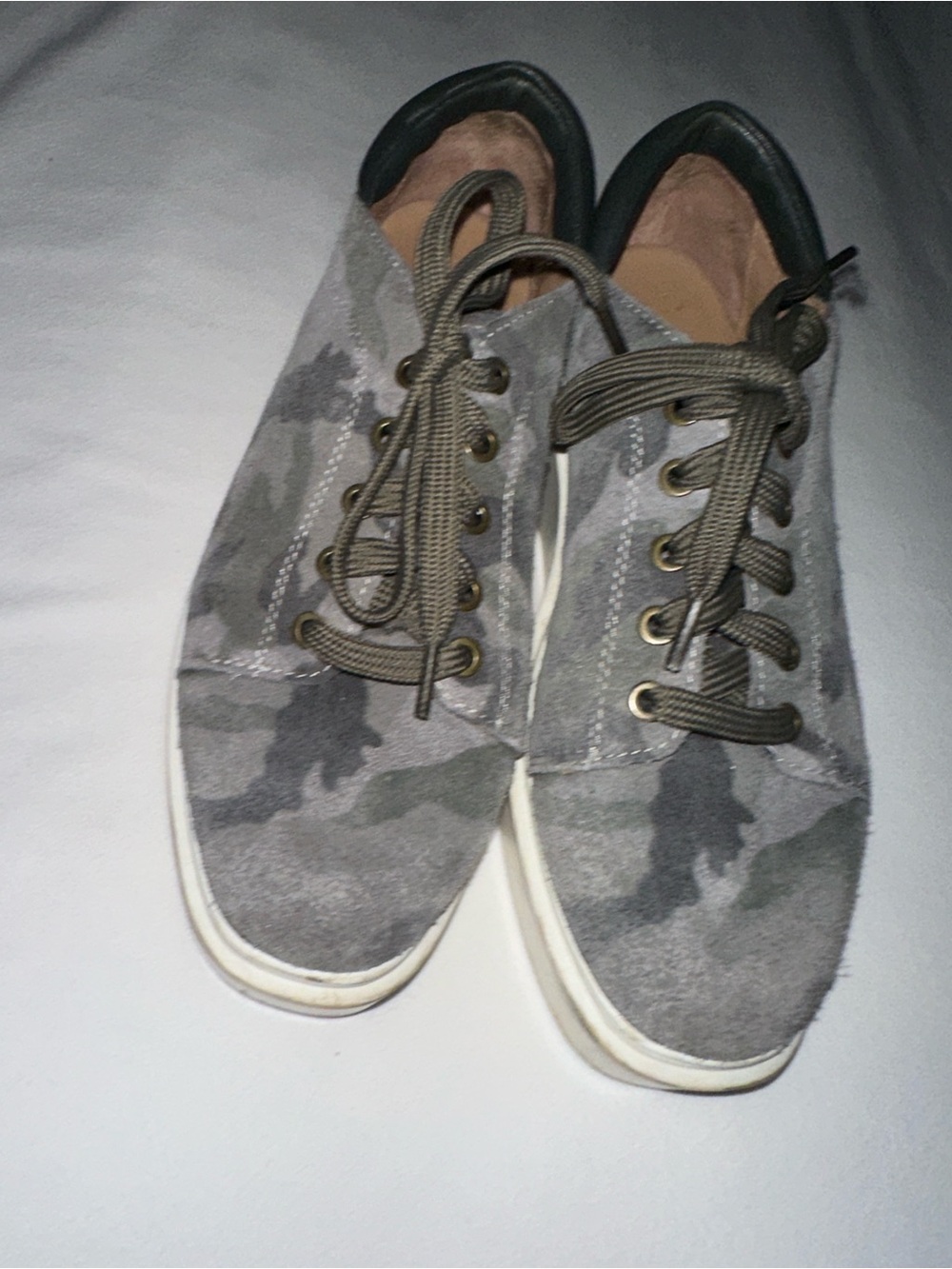 Paolo Wedge Women's Camouflage Lace-Up Casual Sneakers - Grey